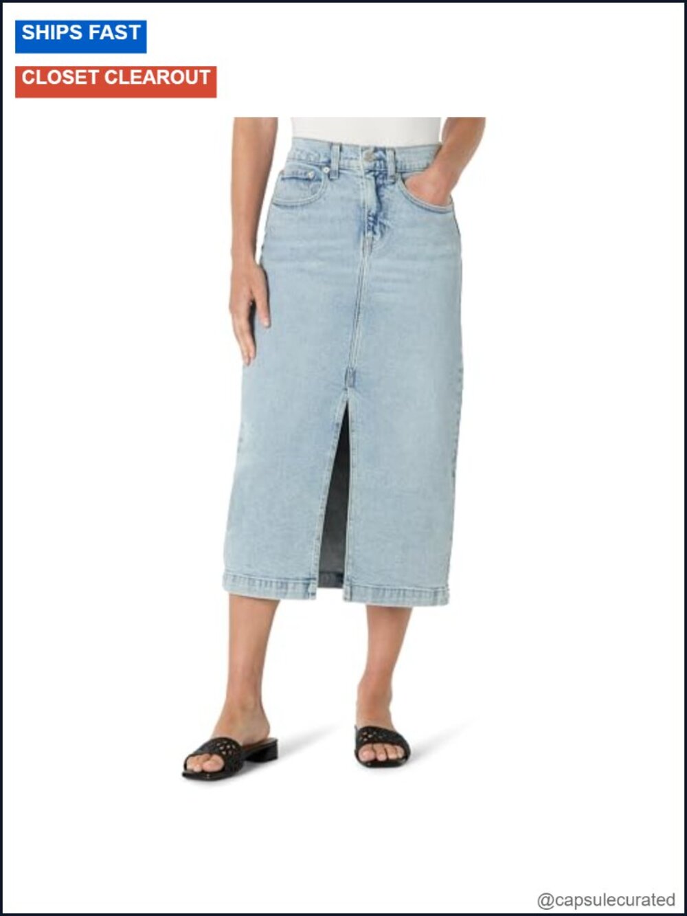 Regular-Fit High-Rise Long Jean Skirt
